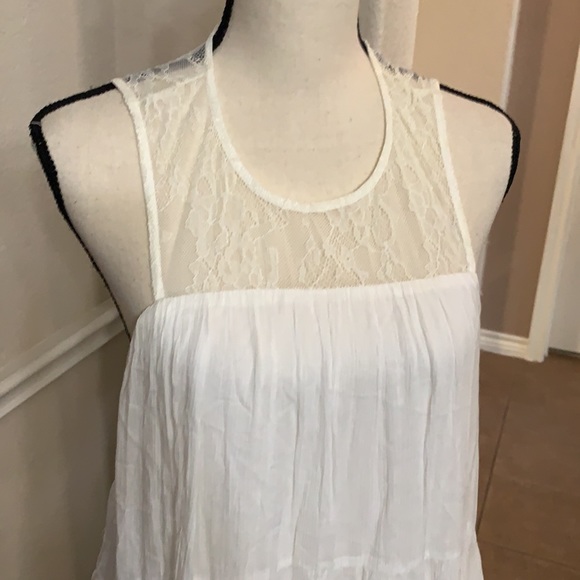 En Creme white layered ruffle and lace midi dress MED - Picture 4 of 16